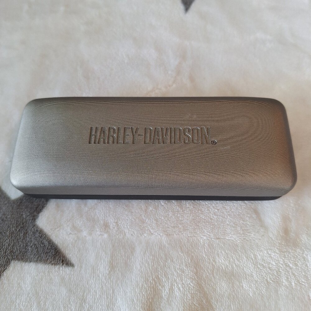 Harley Davidson Gray Satin Black Hard Shell Eye Glass ~ Sunglasses Case